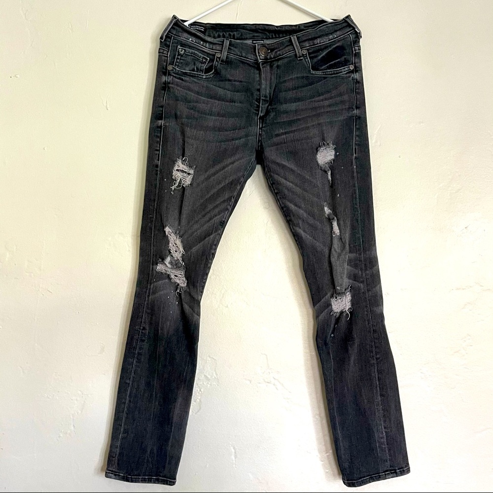 True Religion MidRise Slim BF Fit Distressed Jeans